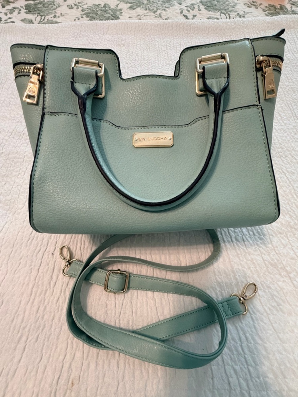 Big Buddha Bag Mint Green Satchel – Top Handle + Crossbody Strap